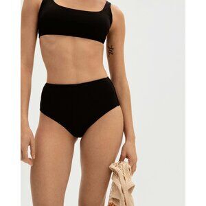Everlane Womens The High-Rise Hipster Bikini Bottom Black S